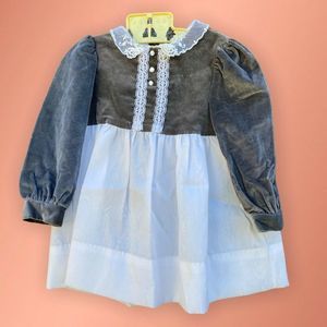 Vintage Polly Finders lace velvet beads Girls Dress T3  Made in USA toddler